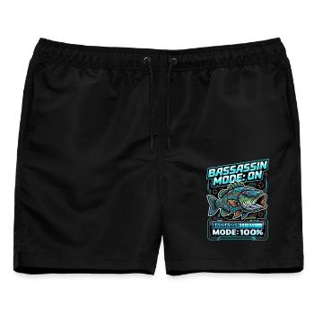Bassassin Mode On Angeln Mode 100 Prozent - Männer Badeshorts - Schwarz - Vorne - AI Model Male 178 light (178cm)