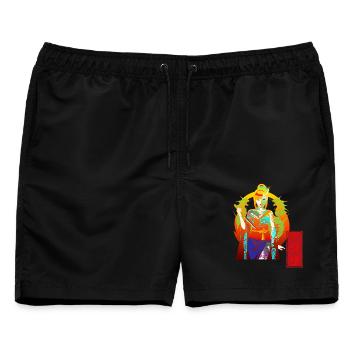 Yakuza Girl: Cyberpunk Oni Maske & Drachen Tattoo - Männer Badeshorts - Schwarz - Vorne - AI Model Male 178 light (178cm)