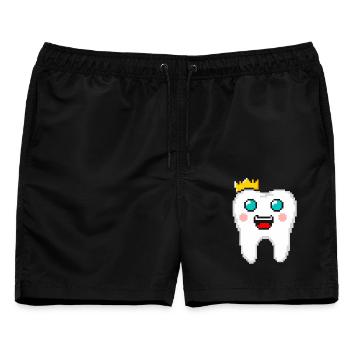 Zahnkrone Pixel Art Zahnarzt - Männer Badeshorts - Schwarz - Vorne - AI Model Male 178 light (178cm)