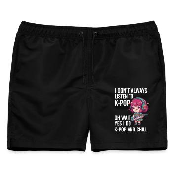 Ich höre nicht immer K-Pop Ja, ich mache K-Pop und - Männer Badeshorts - Schwarz - Vorne - AI Model Male 178 light (178cm)