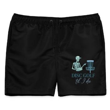 Disc Golf Til I Die Funny Disc Golfer Flying Disc - Männer Badeshorts - Schwarz - Vorne - AI Model Male 178 light (178cm)