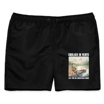 Rente Zeit für Angeln - Ruhestand Geschenk - Männer Badeshorts - Schwarz - Vorne - AI Model Male 178 light (178cm)