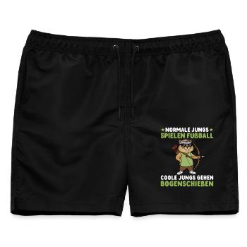 Bogensport - Coole Jungs gehen Bogenschießen - Männer Badeshorts - Schwarz - Vorne - AI Model Male 178 light (178cm)