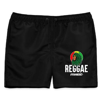 Reggae-Löwe in Rasta-Farben - Männer Badeshorts - Schwarz - Vorne - AI Model Male 178 light (178cm)