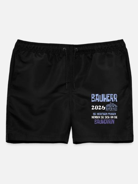 Bauherr 2026 Bauleiter Baustelle Richtfest - Männer Badeshorts - Schwarz