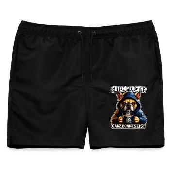 Guten Morgen Ganz dünnes Eis  - Männer Badeshorts - Schwarz - Vorne - AI Model Male 178 light (178cm)