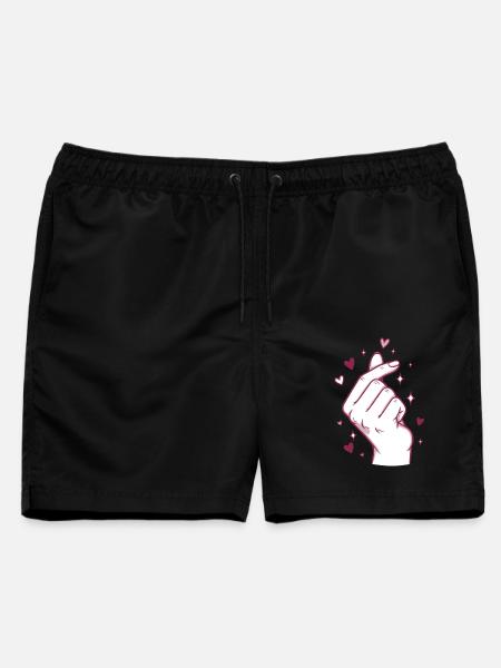 Kpop Koreanische Musik Niedliche Finger Herz Liebe Korea - Männer Badeshorts - Schwarz