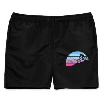 Fahhrrad Sunset - Männer Badeshorts - Schwarz - Vorne - AI Model Male 178 light (178cm)
