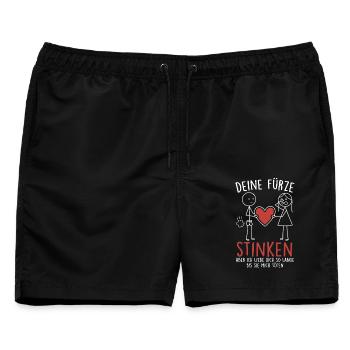 Ich liebe Dich auch wenn dein Furz stinkt  - Männer Badeshorts - Schwarz - Vorne - AI Model Male 178 light (178cm)