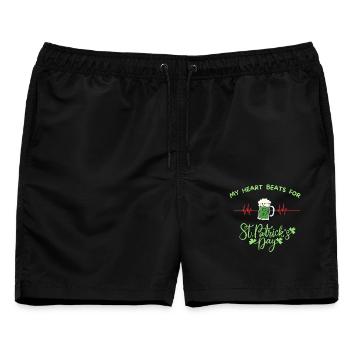 MEIN HERZ SCHLÄGT FÜR DEN ST. PATRICK'S DAY - Männer Badeshorts - Schwarz - Vorne - AI Model Male 178 light (178cm)