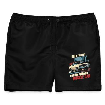 Oldtimer Sammler - Männer Badeshorts - Schwarz - Vorne - AI Model Male 178 light (178cm)