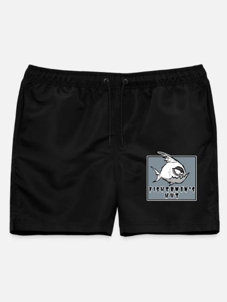 Lustiges Angler Motiv im Cartoon Stil, Fisherman - Männer Badeshorts - Schwarz