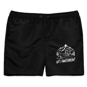 Wandern in der Natur mit Rucksack - Männer Badeshorts - Schwarz - Vorne - AI Model Male 178 light (178cm)