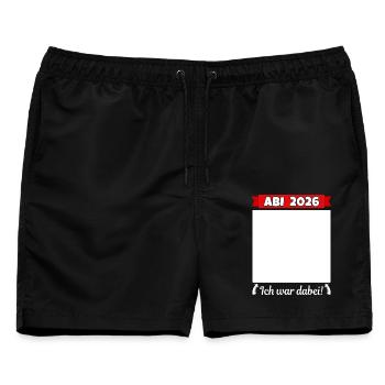 Abi 2026 Abitur Abschluss Gästebuch Abiturient - Männer Badeshorts - Schwarz - Vorne - AI Model Male 178 light (178cm)