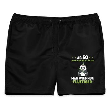 50. Geburtstag Panda - Man wird fluffiger - Männer Badeshorts - Schwarz - Vorne - AI Model Male 178 light (178cm)