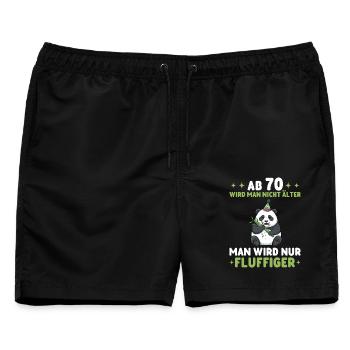 70. Geburtstag Panda - Man wird fluffiger - Männer Badeshorts - Schwarz - Vorne - AI Model Male 178 light (178cm)