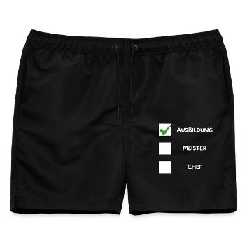 AZUBI (Meister) Checkliste - Männer Badeshorts - Schwarz - Vorne - AI Model Male 178 light (178cm)
