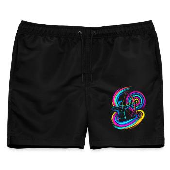 Bogenschießen - Männer Badeshorts - Schwarz - Vorne - AI Model Male 178 light (178cm)