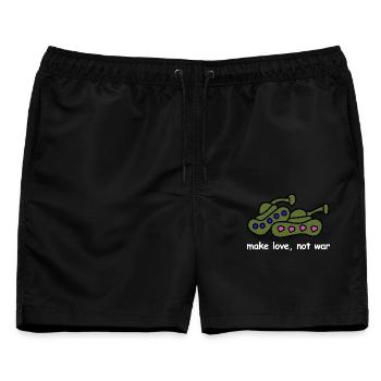 Macht Liebe, keinen Krieg | Frieden, Cartoon - Männer Badeshorts - Schwarz - Vorne - AI Model Male 178 light (178cm)