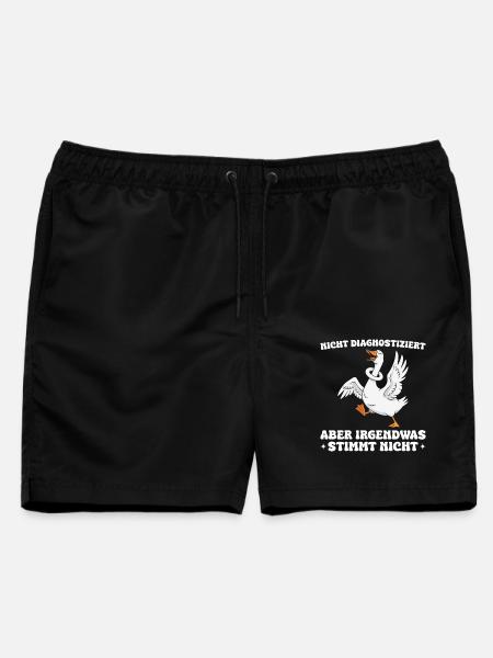 Lustige Gans Spruch Irgendwas stimmt nicht - Männer Badeshorts - Schwarz