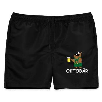 Oktobär Bierheld Illustration Party grillen Bier - Männer Badeshorts - Schwarz - Vorne - AI Model Male 178 light (178cm)