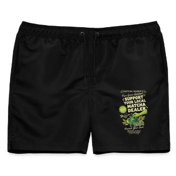 Support Your Local Matcha Dealer Green Tea Matcha - Männer Badeshorts - Schwarz - Vorne - AI Model Male 178 light (178cm)