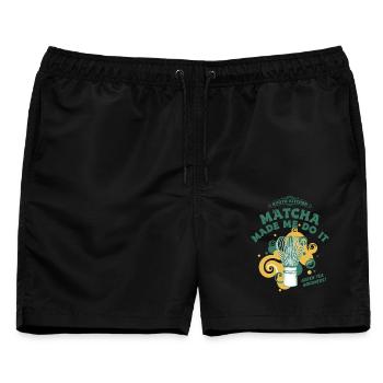 Kyoto Kitchen Matcha Made Me Do It Green Tea - Männer Badeshorts - Schwarz - Vorne - AI Model Male 178 light (178cm)