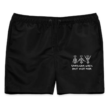 Korkenzieher Workout – Lustiger Bier Spruch - Männer Badeshorts - Schwarz - Vorne - AI Model Male 178 light (178cm)