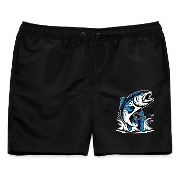 Springende Forelle - Männer Badeshorts - Schwarz - Vorne - AI Model Male 178 light (178cm)