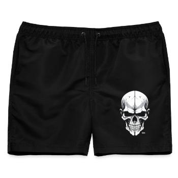 Monochrom Totenkopf weiß - Männer Badeshorts - Schwarz - Vorne - AI Model Male 178 light (178cm)