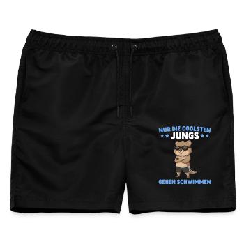 Quokka Die coolsten Jungs gehen Schwimmen - Männer Badeshorts - Schwarz - Vorne - AI Model Male 178 light (178cm)