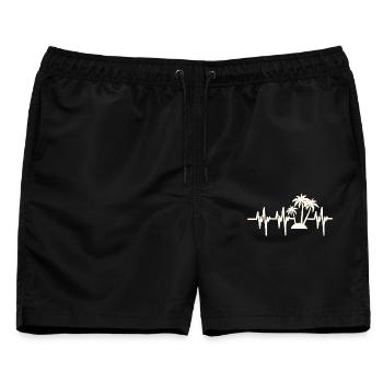 Heartbeat Beach Holiday - Männer Badeshorts - Schwarz - Vorne - AI Model Male 178 light (178cm)