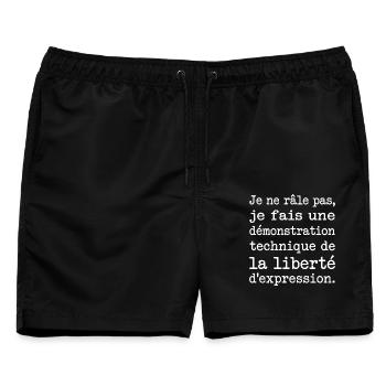 Humor, Beschwerden, Meinungsfreiheit - Männer Badeshorts - Schwarz - Vorne - AI Model Male 178 light (178cm)