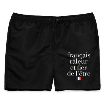 Grummeliger Humor Französisch Stolz - Männer Badeshorts - Schwarz - Vorne - AI Model Male 178 light (178cm)