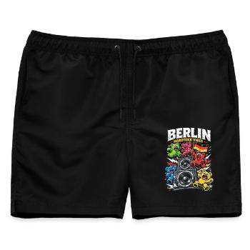 Berlin Hardtekk Tekke Ostdeutschland - Männer Badeshorts - Schwarz - Vorne - AI Model Male 178 light (178cm)