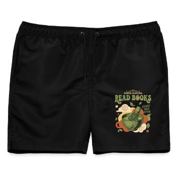 Drink Matcha Read Books Elevate Your Ritual Matcha - Männer Badeshorts - Schwarz - Vorne - AI Model Male 178 light (178cm)