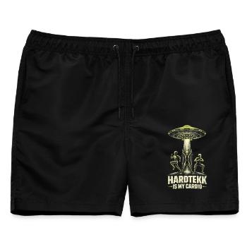 Hardtekk Is My Cardio Tekke Ostdeutschland - Männer Badeshorts - Schwarz - Vorne - AI Model Male 178 light (178cm)