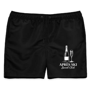  Apres Ski Social Club Bavaria Skifahren - Männer Badeshorts - Schwarz - Vorne - AI Model Male 178 light (178cm)