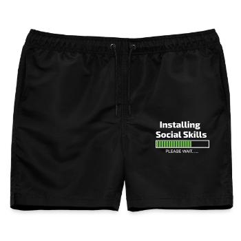 Soziale Fähigkeiten lädt lustige Softwareprogrammiererin - Männer Badeshorts - Schwarz - Vorne - AI Model Male 178 light (178cm)