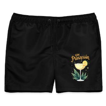 Gin Prinzessin – Queen of Gin & Tonic - Männer Badeshorts - Schwarz - Vorne - AI Model Male 178 light (178cm)