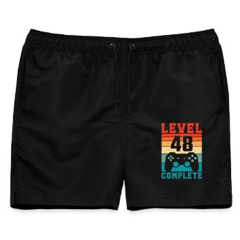 48. Geburtstag Level 48 Complete 48 Jahre Gamer - Männer Badeshorts - Schwarz - Vorne - AI Model Male 178 light (178cm)