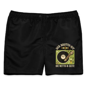 Der Brutto-Hit Die Netto-B-Seite - Männer Badeshorts - Schwarz - Vorne - AI Model Male 178 light (178cm)