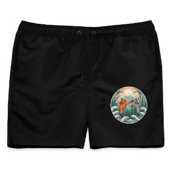 Kung Fu Kampfkunst - Männer Badeshorts - Schwarz - Vorne - AI Model Male 178 light (178cm)