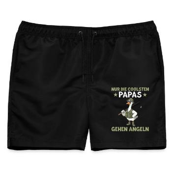 Angler Papa Gans: Lustiges Fischerei Vatertag - Männer Badeshorts - Schwarz - Vorne - AI Model Male 178 light (178cm)