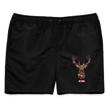 Oh Deer Streetart Graffiti - Männer Badeshorts - Schwarz - Vorne - AI Model Male 178 light (178cm)
