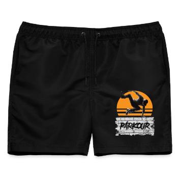 Parkour - Männer Badeshorts - Schwarz - Vorne - AI Model Male 178 light (178cm)