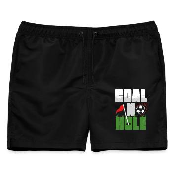 Footgolf Fußballgolf Goal In Hole - Männer Badeshorts - Schwarz - Vorne - AI Model Male 178 light (178cm)
