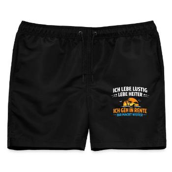 Ich geh in Rente Lustig Heiter Spruch - Männer Badeshorts - Schwarz - Vorne - AI Model Male 178 light (178cm)