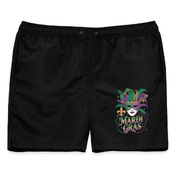 Karneval Shirt – Mardi Gras Maske - Männer Badeshorts - Schwarz - Vorne - AI Model Male 178 light (178cm)