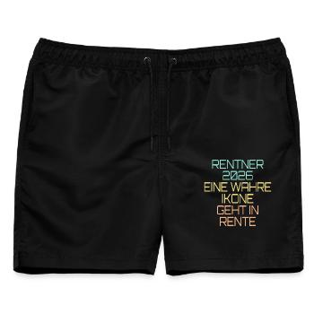 Rentner 2026 Ikone Rente - Männer Badeshorts - Schwarz - Vorne - AI Model Male 178 light (178cm)